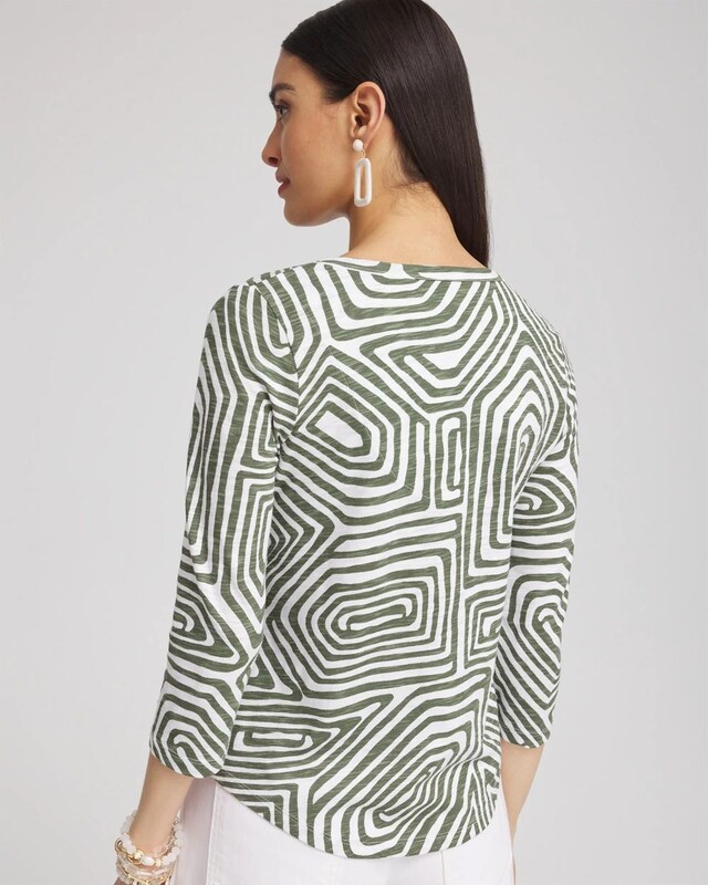 Abstract V-neck 3/4 Sleeve Tee - image 3